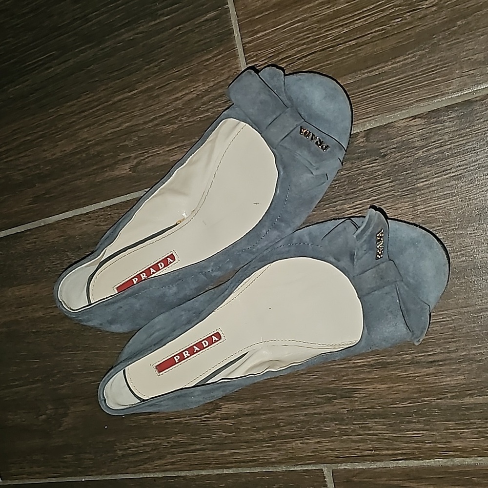 PRADA SUEDE LEATHER BALLERINA FLATS SZ 36.5 Sz US 6
